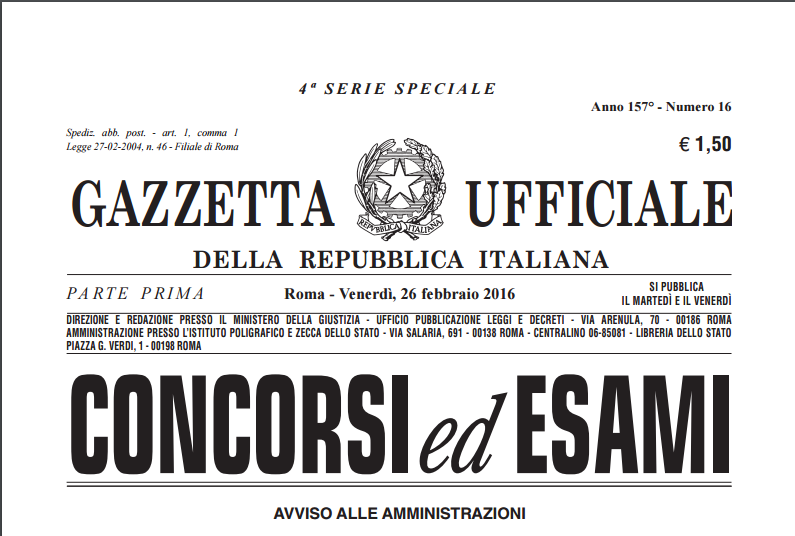 concorsi, Gazzetta Ufficiale